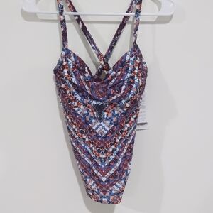 New Athleta Marrakesh Twister Tankini Lycra Quick Dry Floral Swim Top Size 34B/C